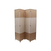Paravent décoratif 4 panneaux 180x180cm tressé beige