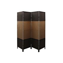 Paravent décoratif 4 panneaux 180x180cm tressé noir