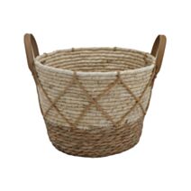Corbeille décorative à anses tressés jonc de mer Ø26cmxH20cm