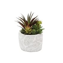 Plante artificielle succulente pot ciment D10,5x8,5cm H.17cm