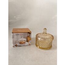 Pot en verre piqué avec couvercle 450ml Ø12 x H14 cm champagne transparent