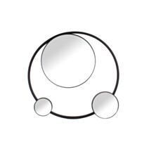 Miroir déco triple en plastique Ø49,5 cm noir