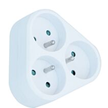 Multiprise 3 prises électriques 2P+T 16A Blanc - VELAMP