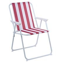 Chaise pliante métal 51x46x76cm rouge blanc rayé