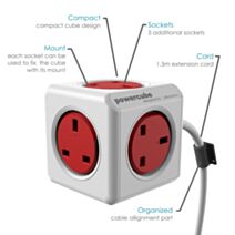 PowerCube USB Universelle etendue Allocacoc rouge