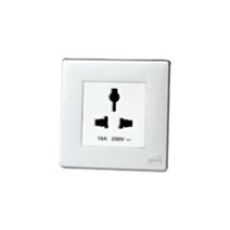Prise de courant multistandard 16A blanc avec plaque titane avant - MK HONEYWELL