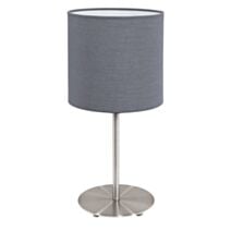 Lampe de table Pasteri acier nickel mat tissu gris E27 1 x 60W - EGLO