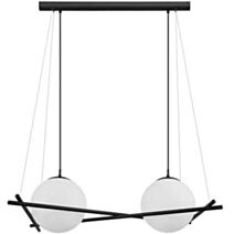 Suspension Salvezinas en acier noir et verre blanc 1100 x 520 x 825 mm E27 2 x 25W- EGLO