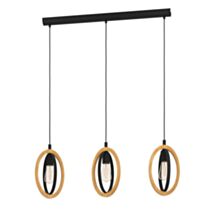 Suspension Basildon 78 x 16 x 110 cm noir/bois E27x3 - EGLO