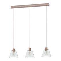 Suspension triple Copley 90 x 20 x 110 cm E27x3 verre transparent - EGLO