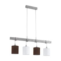 Suspension 4X60W E27 Acier + Bois + Tissu Townshend 2 - EGLO