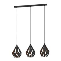 Suspension Carlton1 acier noir/cuivre E27 x 3 - EGLO
