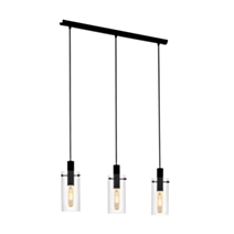 Suspension Montefino 3 Ampoules Noir H.110cm Verre/Acier - EGLO
