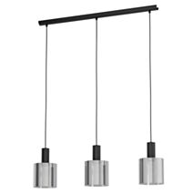 Suspension Gorosiba en verre vaporisé noir transparent 850 x 150 x 1100 mm E27 3 x 40W - EGLO