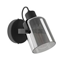 Applique Berregas noir chromé/verre soufflé E27x1 - EGLO