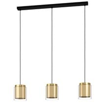 Suspension triple Lagunitas 91 x 15 x 110 cm E27x3 verre/acier doré - EGLO