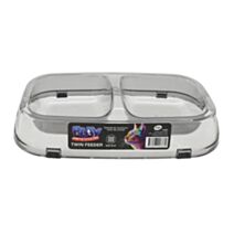 Gamelle pour chat plastique 24,5x13,5x5cm transparent 2 compartiments - UNCLE BILLS