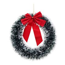 Couronne de neige en guirlande 33 cm avec noeud - UBL
