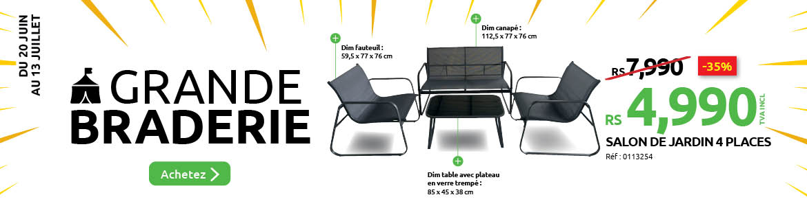 promotions sur le set de jardin 4 places pour la grande braderie