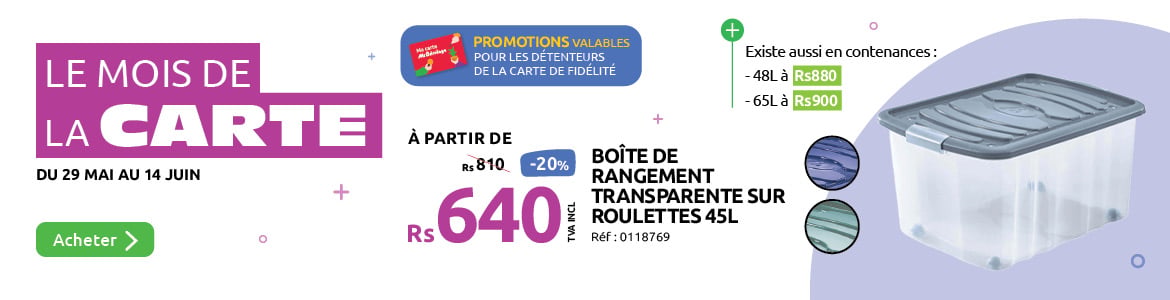 boite de rangement sur roulettes pratique et facile a deplacer en promotion pour les detenteurs de la carte de fidelite uniquement