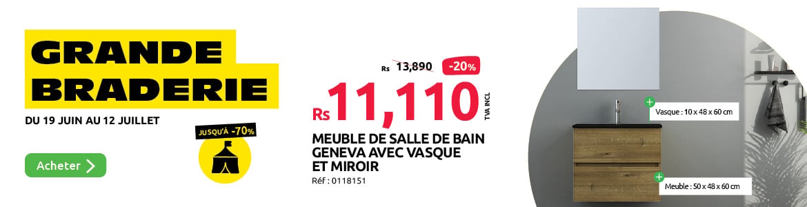 le meuble de salle de bain geneva est en promo avec 20 pourcent de remises pour la grande braderie