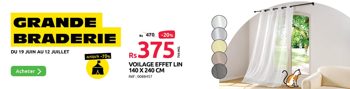 les voilages effet lin sont en promo pour la grande braderie