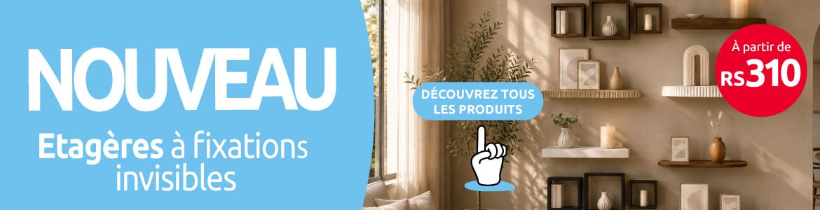 Decouvrez les nouvelles tablettes murales a fixations invisibles, disponibles chez Mr.Bricolage. Decouvrez les nouvelles tablettes murales a fixations invisibles, disponibles chez Mr.Bricolage.