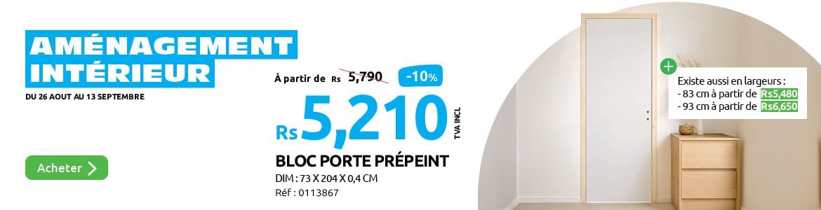 promotion amenagement interieur le bloc porte prepeint est en promotion a partir de 5210 roupies