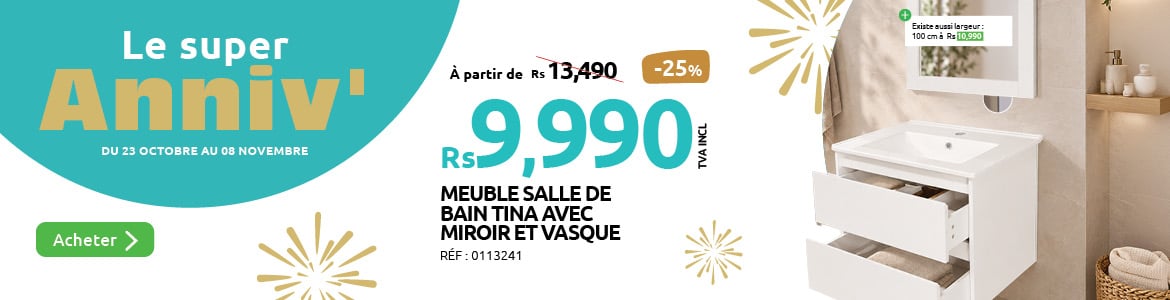 meuble de salle de bain tina avec miroir et vasque en promo a moins vingt cinq pourcent pour le super anniv