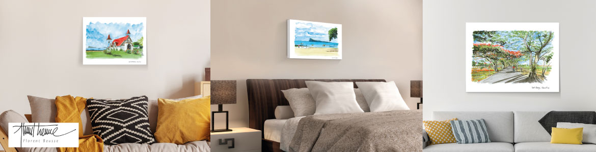 Découvrez les canevas en couleur et en noir et blanc de Florent Beusse pour ajouter une touche mauricienne à votre décoration intérieure Retrouvez tous les produits de l'artiste peintre FLORENT BEUSSE