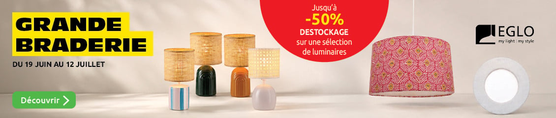 destockage sur une selection de luminaire jusqu a 50 pourcent de remises pour la grande braderie