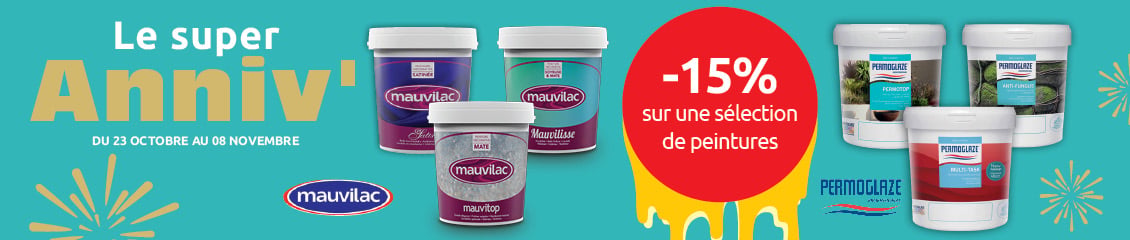 retrouvez les promotions du super anniv sur les peintures des marques mauvilac et permoglaz